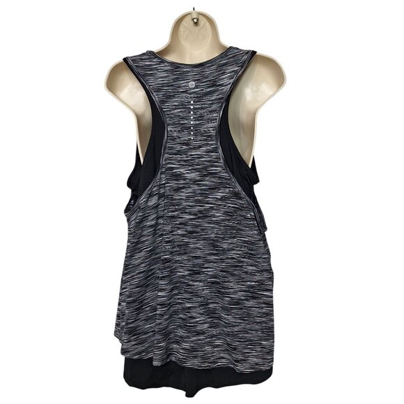 Tangerine XL Black & White Space Dye Double Layer Athletic Tank Top Racerback - Picture 3 of 6